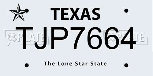 TJP7664 Texas License Plate