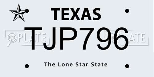 TJP796 Texas License Plate