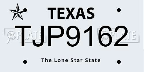 TJP9162 Texas License Plate