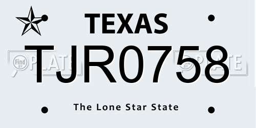 TJR0758 Texas License Plate