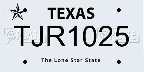 TJR1025 Texas License Plate