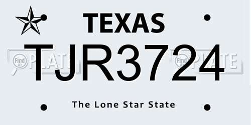 TJR3724 Texas License Plate