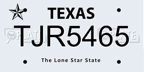 TJR5465 Texas License Plate