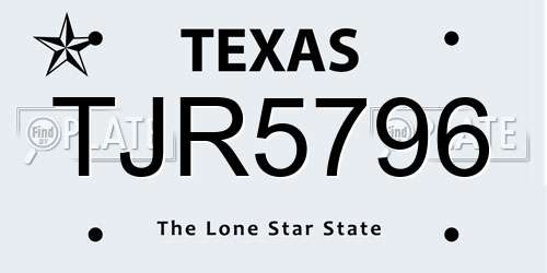 TJR5796 Texas License Plate