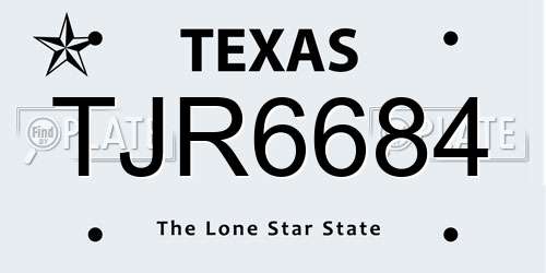 TJR6684 Texas License Plate