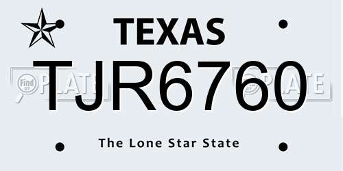 TJR6760 Texas License Plate