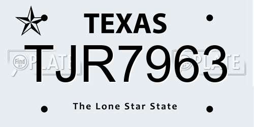 TJR7963 Texas License Plate