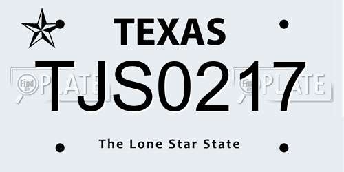 TJS0217 Texas License Plate
