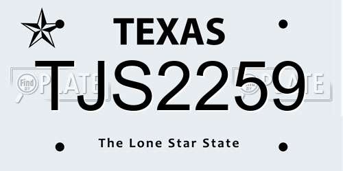 TJS2259 Texas License Plate