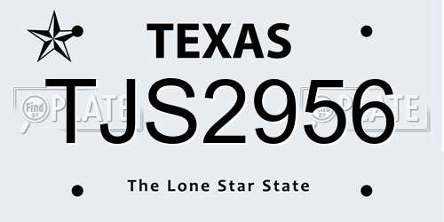 TJS2956 Texas License Plate