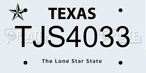 TJS4033 Texas License Plate