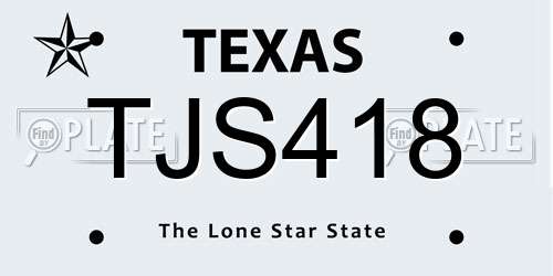 TJS418 Texas License Plate