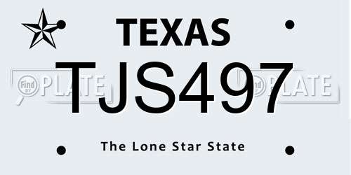 TJS497 Texas License Plate