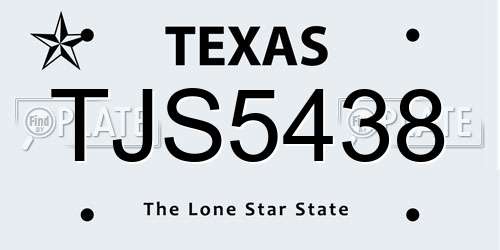 TJS5438 Texas License Plate