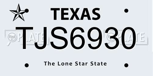 TJS6930 Texas License Plate