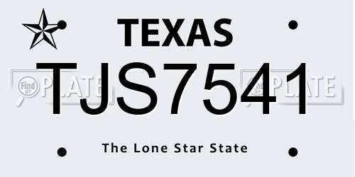 TJS7541 Texas License Plate