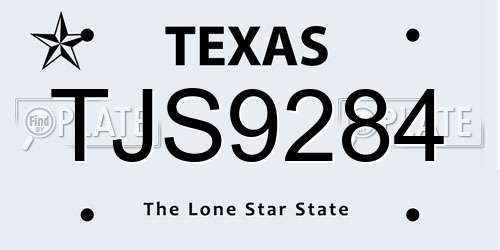 TJS9284 Texas License Plate