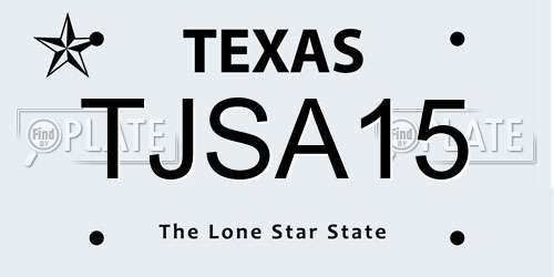 TJSA15 Texas License Plate