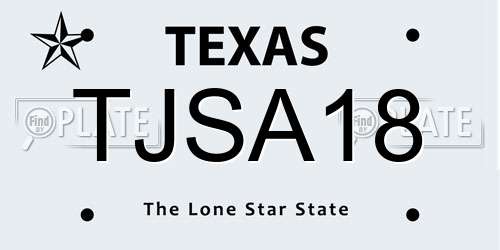 TJSA18 Texas License Plate