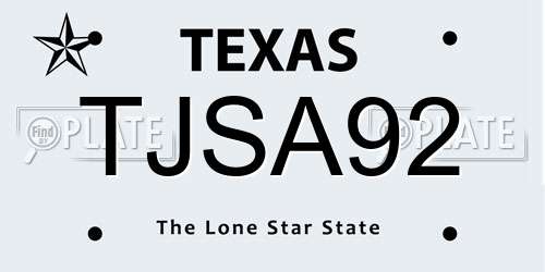 TJSA92 Texas License Plate