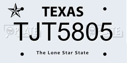 TJT5805 Texas License Plate