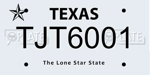 TJT6001 Texas License Plate