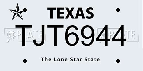 TJT6944 Texas License Plate