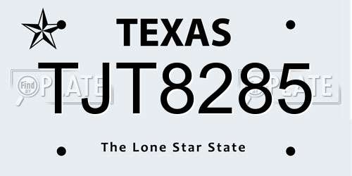TJT8285 Texas License Plate