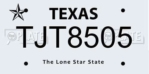 TJT8505 Texas License Plate