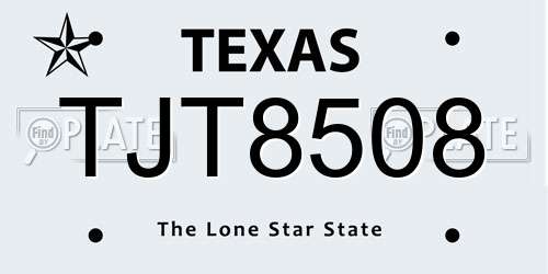 TJT8508 Texas License Plate