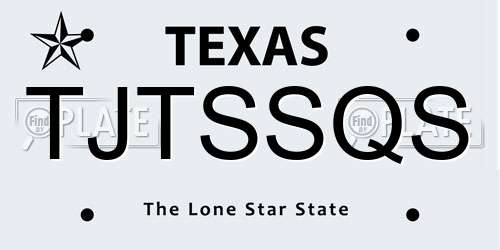TJTSSQS Texas License Plate