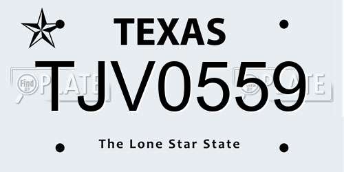 TJV0559 Texas License Plate