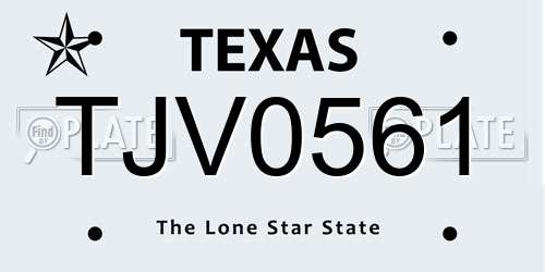 TJV0561 Texas License Plate
