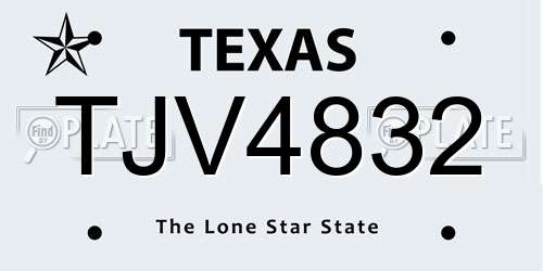 TJV4832 Texas License Plate