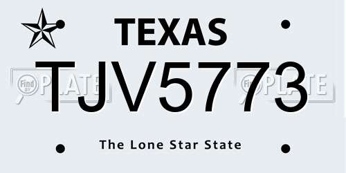 TJV5773 Texas License Plate