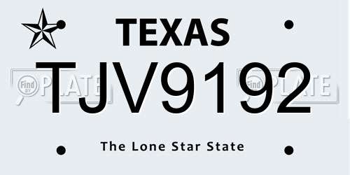 TJV9192 Texas License Plate