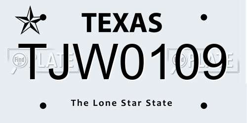 TJW0109 Texas License Plate