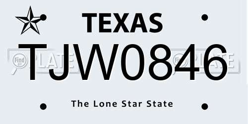 TJW0846 Texas License Plate