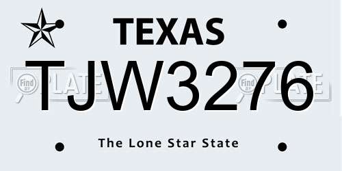 TJW3276 Texas License Plate