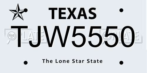 TJW5550 Texas License Plate
