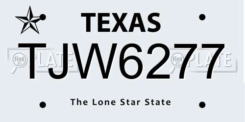 TJW6277 Texas License Plate