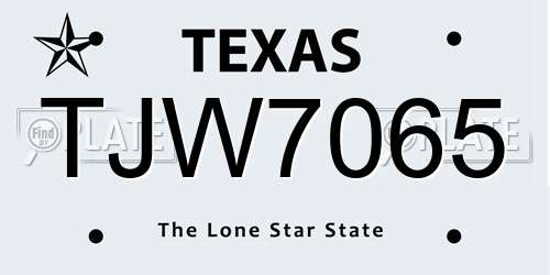 TJW7065 Texas License Plate