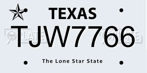 TJW7766 Texas License Plate