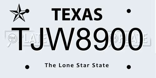 TJW8900 Texas License Plate
