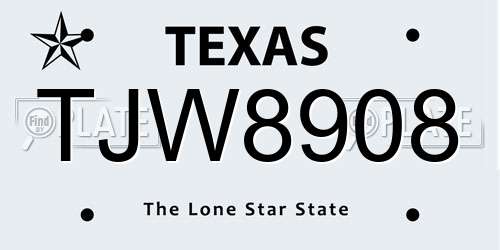 TJW8908 Texas License Plate