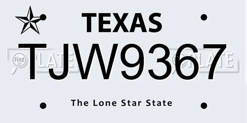 TJW9367 Texas License Plate