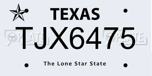 TJX6475 Texas License Plate