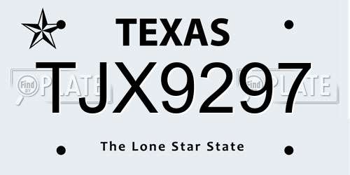 TJX9297 Texas License Plate