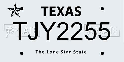 TJY2255 Texas License Plate