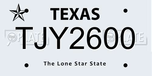 TJY2600 Texas License Plate